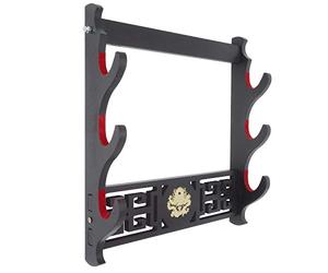 SHULI 3 Couche Support d'épée Support Mural Velours Katana rembourré Stand Samurai Support d'épée présentoir Katana-B