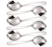 Shuli Cuillères à soupe pour enfant en acier inoxydable Bouillion Cuillères classiques Cuillères à salade Cuillères à salade pour restaurant maison Taille moyenne, Acier inoxydable, 6Piece