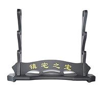 SHULI Support pour épée de samouraï japonais, support d'épée de table - 3 étages en bois noir