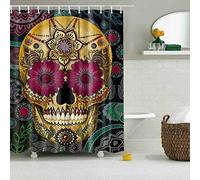 Shuli888 Rideau de douche en forme de tête de mort en tissu durable avec 12 crochets 180 x 180 cm