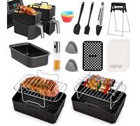 Shulltji Accessoires Air Fryer, 20PCS Accessoires pour Ninja Foodi Dual AF400EU AF300EU Double Stack XL, Moule Silicone Air Fryer 7,6L-9,5L, Air Fryer Accessoires, Accessoires pour Friteuse à Air