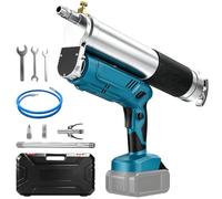 Shulltji Graisseuse sans fil 12 000 PSI compatible avec batteries Makita 18 V, presse à graisse électrique sans balais avec 3 embouts, tuyau flexible de 100 cm et lumière LED pour camions