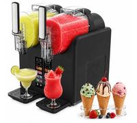 SHUMIAO Machine à Glace Soft et Slush 2 en 1, Turbine à Glace et Granité Professionnelle 2 Cuves, Appareil Tactile Automatique pour Sorbet, Yaourt Glacé, Boissons Fraîches, Maison et Commerce Black