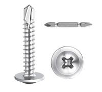SHUNCHG Lot de 100 Vis à Tôle Autoperceuses M4.2 x 32mm à tête Bombée en Acier Inoxydable 410, Cruciformes M4.2, Vis à Tête Ronde Autoperceuse Avec Tournevis pour Acier, Tôle