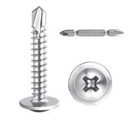 SHUNCHG Lot de 50 Vis à Tôle Autoperceuses M4.2x16mm à tête Bombée en Acier Inoxydable 410 Cruciformes M4.2, Vis à Tête Ronde Autoperceuse Avec Tournevis pour Acier, Tôle