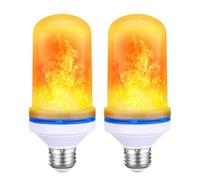 Shunfaji Ampoule de Flamme E27 9W LED, 4 Couleurs d'Éclairage, Capteur de Gravité pour Décoration de Noël Intérieure/Extérieure/Bar/Fête (Jaune x 2)