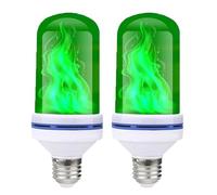 Shunfaji Ampoule LED E27 9W à Effet Flamme, 4 Couleurs d'Éclairage, Capteur de Gravité pour Décoration Intérieure/Extérieure/Bar/Fête/Noël (Vert x 2)
