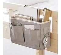 Shunfaji Panier de Lit Chevet Suspendu, Bedside Pocket en Toile Imperméable Sac de Rangement de Chevet pour Téléphone, Télécommande, Journal, Stylo, Magazine, Lunnettes (Gris)