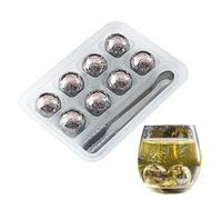 Shunfaji Pierre a Whisky Réutilisables en Acier Inoxydable, Ice Cube Football pour Boissons sans Dilution, Glacon Whiskey Ensemble, Cocktail Refroidissement, Cadeau Homme Femme