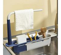 Shunfaji Support d'évier télescopique pour évier de cuisine, organiseur d'évier de cuisine, porte-savon, organiseur d'évier de lavabo, support extensible (bleu)