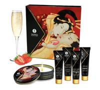Shunga Kit de massage érotique Secret Geisha Champagne aux fraises