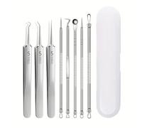 Shungong Kit d'élimination des points noirs de 8 pièces - Outils professionnels d'extraction d'acné en acier inoxydable for tous les types de peau