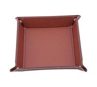 Shungong Lot de 2 plateaux de rangement créatifs en cuir PU - Porte-monnaie pliable pour clés de téléphone - Organiseur de table pour articles divers et accessoires, Dark Coffee, taille unique pour