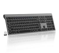 SHUNJINRUN Clavier sans fil ultra fin, clavier d'ordinateur à pied ciseaux avec bouton calculatrice, clic silencieux, clavier USB sans fil ultra fin compatible avec système Win/Mac, gris sidéral