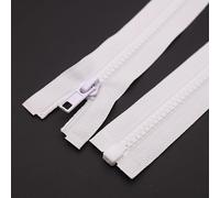 SHUNLI 2 Pièces 80 cm Fermeture Eclair- Maille 5 mm - Blanc Séparable Plastique Fermeture Éclair pour vestes DIY