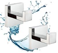 SHUNLI 2 Pièces Crochet de Salle de Bain Chrome, Crochet Mural Home Patère à Crochets, Crochets pour Serviettes de Bain, Acier Inoxydable SUS304
