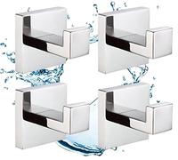 SHUNLI 4 Pièces Crochet de Salle de Bain Chrome, Crochet Mural Home Patère à Crochets, Crochets pour Serviettes de Bain, Acier Inoxydable SUS304