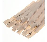 SHUNLI Lot de 30 pièces Fermetures Éclair en Nylon N°3 - Beige, 25 cm (10 pouces) - Curseur Autobloquant en Métal - Pour Vêtements, fermetures éclair à coudre