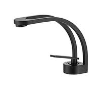 SHUNLI Robinet de salle de bain au design créatif moderne, robinet d'évier de salle de bain noir mat, robinet mitigeur de lavabo à une poignée, robinet mitigeur de lavabo en laiton massif