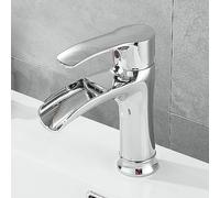 SHUNLI Robinet Salle de Bain Chromé, Mitigeur de Lavabo Cascade, Robinet Lavabo Design Elégant Robinetterie en Laiton (Chromé)