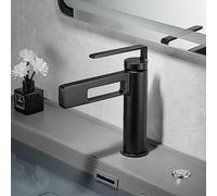 SHUNLI Robinet Salle de Bain Design Créatif Moderne, Robinet de Lavabo Noir, Mitigeur Salle de Bain Robinetterie Lavabo Monotrou, Laiton