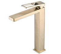 SHUNLI Robinet Salle de Bain Or Mitigeur Lavabo,Design Moderne Haut Grand Robinet de Lavabo Monotrou,Laiton Pure,Or Brossé