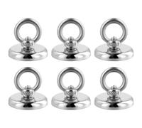 SHUNNBUY 6 Pièces Aimant Puissant 34kg Force de Traction 32mm Aimant Peche Aimant Neodyme Aiment Fort Pour les Bateaux de Croisière les Ateliers les étangs la Récupération