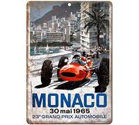 Shunry Monaco Grand Prix Automobile Vintage Plaque Affiche Étain Métal Mur Signe Rétro Décoration pour Bar Café Garage Gaz Station Accueil Club