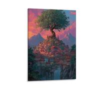 SHUNXIFQ Cité arborée Peinture Sur Toile Impression Tableaux Coloré Abstraite Moderne Jet D'encre D'art Tableaux Domicile Chambre Murs Décoration Peintures 20x30inch(50x75cm)