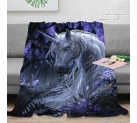 SHUNXIFQ Couverture Belle Licorne en Flanelle pour Enfants Et Adultes, Couverture De Jour, Couverture De Canapé, Impression 3D,40x50inch(100x130cm)