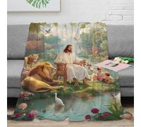 SHUNXIFQ Jésus Couverture, Impression 3D Couverture Moelleuse, Confortable Et Respirante, Couverture De Canapé Climatisée, Camping pour Adultes Enfants 80x90inch(200x230cm)