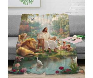 SHUNXIFQ Jésus Couverture, Impression 3D Couverture Moelleuse, Confortable Et Respirante, Couverture De Canapé Climatisée, Camping pour Adultes Enfants 80x90inch(200x230cm)