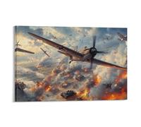 SHUNXIFQ Scène de la Seconde Guerre mondiale Peinture Sur Toile Impression Tableaux Coloré Abstraite Moderne Jet D'encre D'art Tableaux Domicile Chambre Murs Décoration Peintures 16x24inch(40x60cm)
