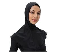 ShuoBeiter Bonnet de bain pour femmes couleur solide ajustable bonnet de bain musulman châle protection du cou hijab (Black)