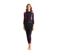 ShuoBeiter Maillots de Bain pour Femmes Full Body Rash Guard à Manches Longues Maillots de Bain à Jambes Longues avec Ensemble de Jupe de Bain (S2, XL)