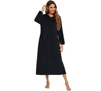ShuoBeiter Peignoir en Peluche avec Fermeture éclair pour Femmes - Peignoir Doux et Chaud - Manteau d'intérieur (XL, Z1)