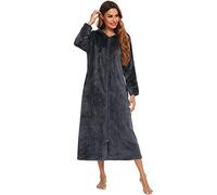 ShuoBeiter Peignoir en Peluche avec Fermeture éclair pour Femmes - Peignoir Doux et Chaud - Manteau d'intérieur (XXL, Z3)