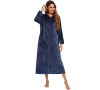 ShuoBeiter Peignoir en Peluche avec Fermeture éclair pour Femmes - Peignoir Doux et Chaud - Manteau d'intérieur (XL, Z4)