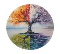 SHUODAOCO Arc en Ciel Abstrait Arbre Rond Tapis 100cm - Orange Bleu Vert Pliable Mince Tapis pour Salle de Jeux Chambre d’Enfant Balcon décoration intérieure Salon