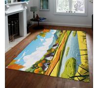 SHUODAOCO Automne Riverside Throw Carpet 90x150cm Coloré Vibrant Motif scénique pour Chambre à Coucher Zones à Fort trafic Salon Pliable Non muette Jeter Tapis Pays Rustique