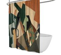 SHUODAOCO Boho Ferme Rideau de Douche Formes irrégulières Ensemble de Rideau de Douche en Tissu avec Crochets Hydrofuge Vintage Country Cloth Rideaux géométriques pour Salle de Bain 180Bx200Lcm