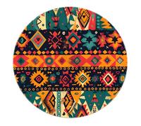 SHUODAOCO Boho Rond Tapis - Motif Géométrique Tapis De Cuisine Antidérapant à Pouille pour Buanderie Salle De Crèche Salle D’étude Bar Entrée Salle De Classe 90cm