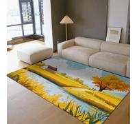 SHUODAOCO Campagne d’Automne 100x150cm Grands Tapis pour Le Salon Paysage d’entrée Tapis Doux Lavable avec Un Design scénique Vibrant pour Le Foyer de la Salle à Manger