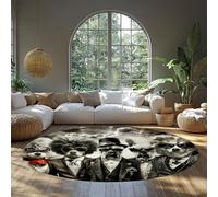 SHUODAOCO Cool Chiens en Costumes 160cm Tapis Rond antidérapant Mince Pet Art Salon Cercle Tapis pour Chambre à l’intérieur de la Maison Buanderie Pépinière