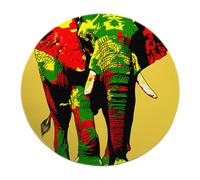 SHUODAOCO Éléphant coloré Rond Tapis 60cm - Jaune Vert Rouge Animal Lavable antidérapant Doux Cercle Tapis pour Salon Chambre à Coucher décoration intérieure