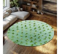 SHUODAOCO Feuilles de Ginkgo Tapis Ronds - Plante Verte Antidérapant Doux Pliable Cercle Tapis pour Bureau À La Maison Ferme Bar Cuisine Chambre D’Enfant 160cm