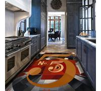 SHUODAOCO géométrique 180x240cm Tapis Lavable à Profil Bas Blocs de Couleurs et Le numéro 5 Tapis avec Support antidérapant Vintage Grand pour Salon Chambre à Manger Marron