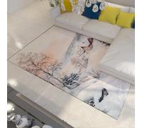 SHUODAOCO Hiver Enneigé Tapis Paysage Aquarelle Tapis de Sol Lavable à Poils Ras pour Foyer Canapé Entrée Salle d’Exposition avec Dos en Caoutchouc 180x240cm