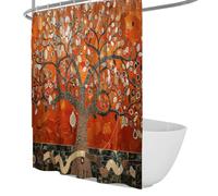 SHUODAOCO Oranger Arbre de Vie Rideau de Douche Moderne Boho Aquarelle Plante Salle de Bain Nature Esthétique 240Bx200Lcm Accessoires de Bain Art Home Decor Tissu avec Pack Crochets