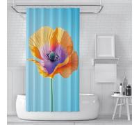 SHUODAOCO Rideaux de Douche Boho pour Salle de Bain 180Bx200Lcm Tissu Tissu Bleu Milieu du siècle Minimaliste Floral Orange et Violet Extra Long Rideau de Douche Taille Standard